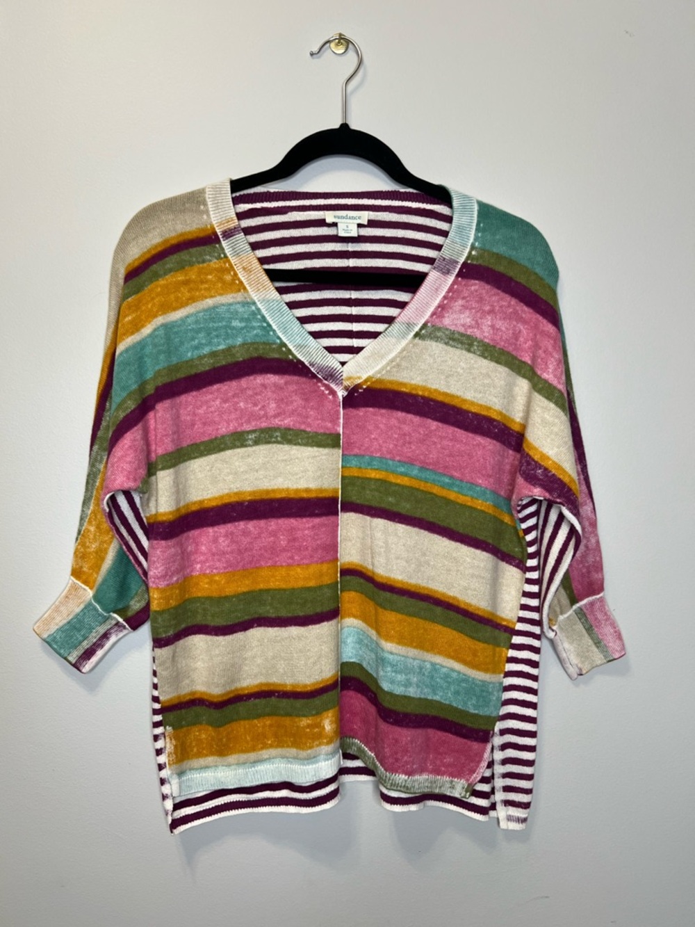 SUNDANCE Johanna 100% Cotton Multi Stripe sweater Top size Small - Picture 2 of 10